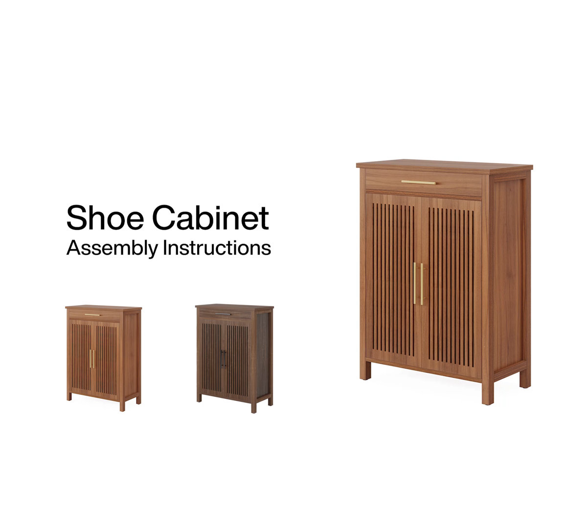 Ishpreet 5-Tier Shoe Storage Cabinet With Doors And Drawer, Wooden Shoe Rack Organizer